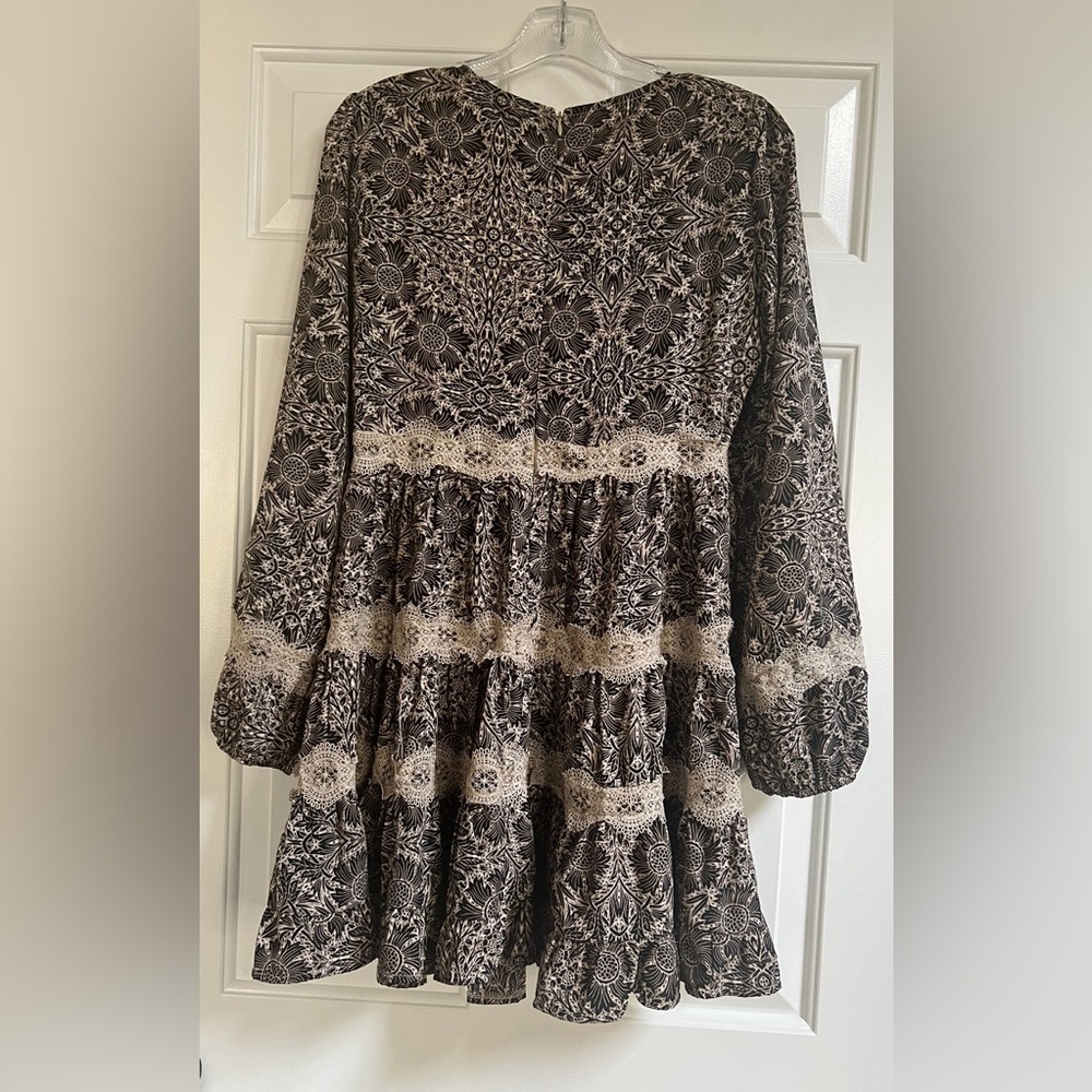 Olivaceous printed lacy dress - medium - Picture 2 of 5